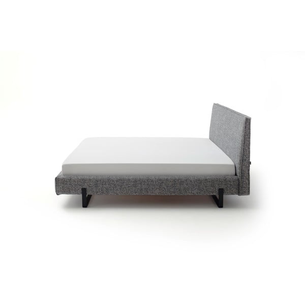 Pilkos spalvos dvigulė lova audiniu dengta be grotelių 180x200 cm La Gomera – Meise Möbel-image-3