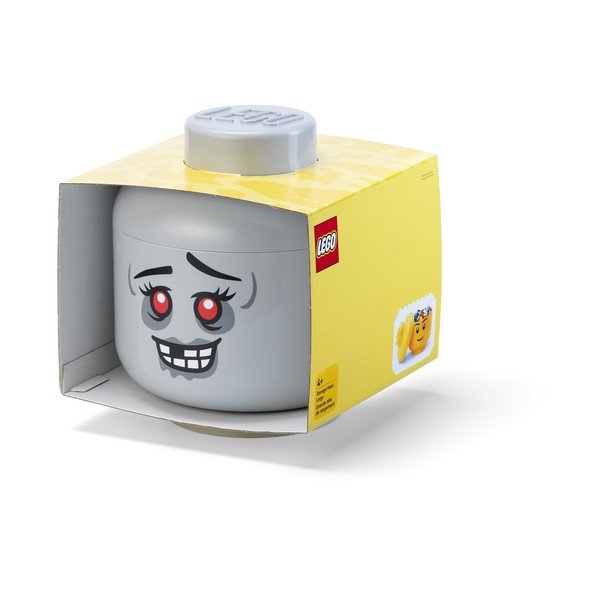 Pilkos spalvos plastikinė vaikiška daiktadėžė ø 24x27 cm Head Zombie L – LEGO®-image-2