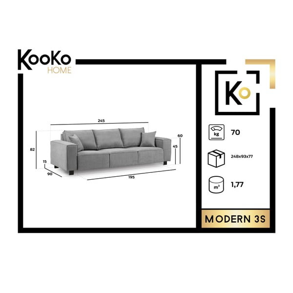 Smėlio spalvos sofa Kooko Home Modern, 245 cm-image-3