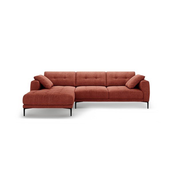 Raudonos plytų spalvos kampinė sofa (su kairiuoju kampu/su gultu) Bemy – Micadoni 