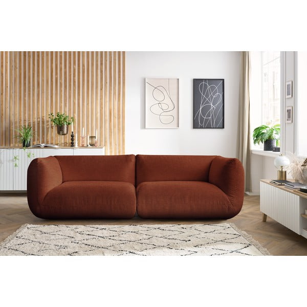 Oranžinė velvetinė sofa 260 cm Lecomte - Bobochic Paris-image-1