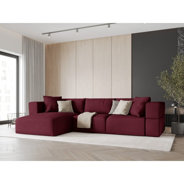 Kampinė sofa bordo spalvos (su kairiuoju kampu) Esther – Milo Casa-image-1