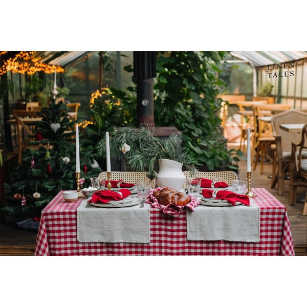 Iš lino staltiesė 140x140 cm Red Gingham – Linen Tales-image-3