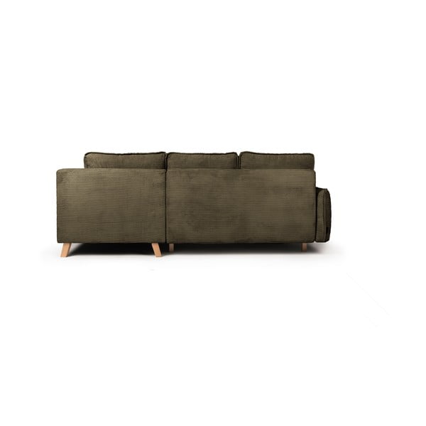 Iš kordinio velveto sulankstoma kampinė sofa žalios spalvos (su dešiniuoju kampu) Tori – Bonami Selection-image-4