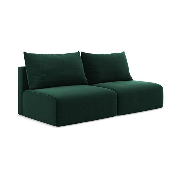 Tamsiai žalios spalvos sulankstoma/su sandėliavimo vieta sofa iš velveto 216 cm Kalena – Makamii-image-2