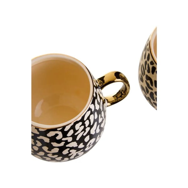 Puodeliai juodos spalvos/auksinės spalvos iš akmens masės 2 vnt. 330 ml London – Premier Housewares-image-2