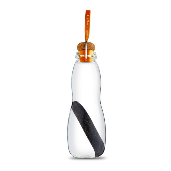 Oranžinis stiklinis filtravimo butelis su neopreno dangteliu ir binchotanu Black Blum Pure, 600 ml
