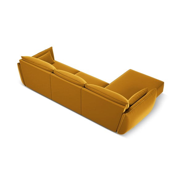 Garstyčių spalvos iš velveto kampinė sofa (su kairiuoju kampu/su gultu) Vanda – Mazzini Sofas-image-3
