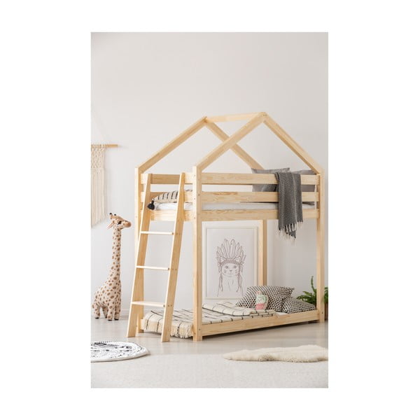 Vaikiška dviaukštė lova iš pušies medienos Adeko Mila DMPB, 90 x 160 cm