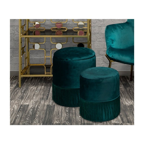 2 žalių Mauro Ferretti Constanzo taburečių rinkinys-image-1