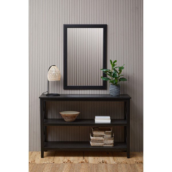 Juodos spalvos iš pušies masyvo pastatoma lentyna 120x81x40 cm Heritage – Premier Housewares-image-4