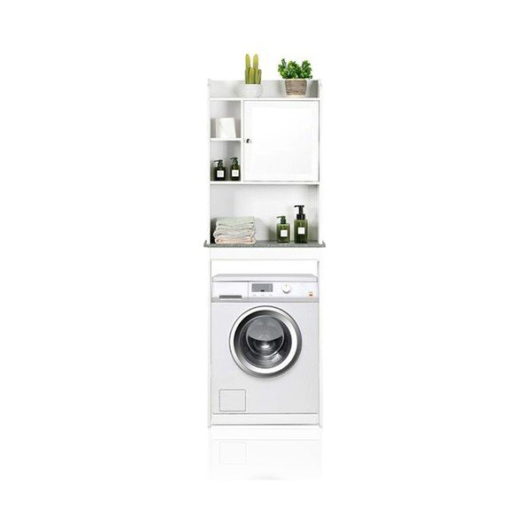 Baltos spalvos aukšta spintelė virš skalbimo mašinos 58x173 cm Laundry – Tomasucci-image-2