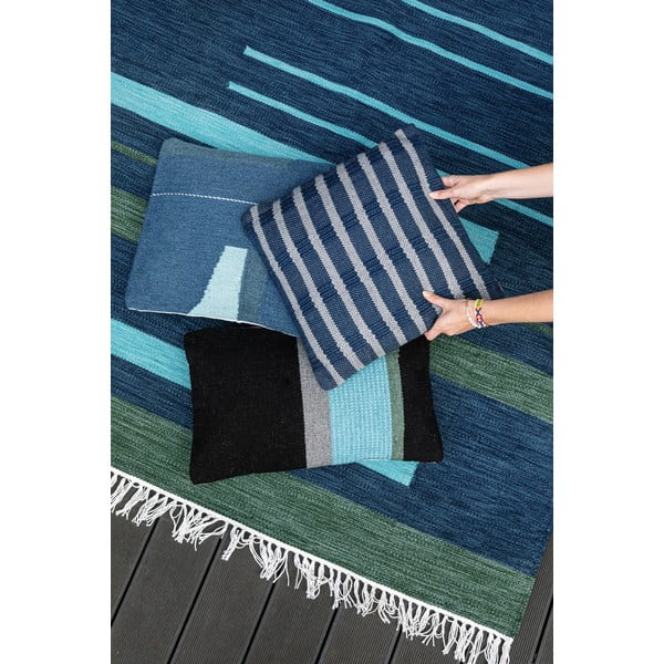 Tamsiai mėlynas dvipusis lauko kilimas iš perdirbto plastiko Green Decore Marlin, 160 x 230 cm-image-3