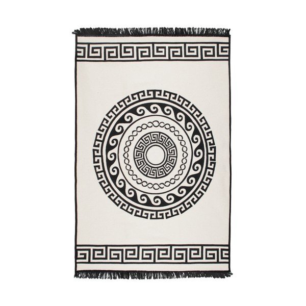 Smėlio ir juodos spalvos dvipusis kilimas Mandala, 120 x 180 cm-image-1