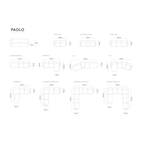 Pilkos spalvos iš šenilinio audinio kampinė sofa (su kairiuoju kampu/„L“ formos) Paolo – Milo Casa-image-4