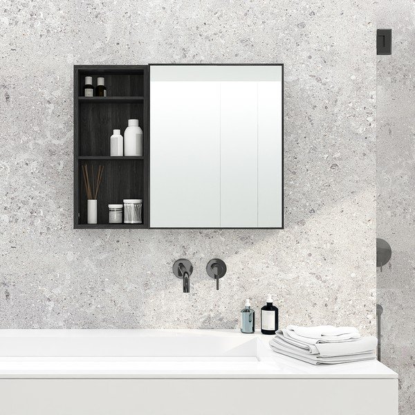 Juoda sieninė lentyna vonios kambariui iš ąžuolo medienos Wireworks Slimline-image-1