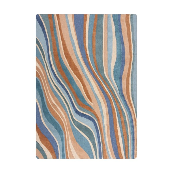 Rankų darbo iš vilnos kilimas mėlynos spalvos 120x170 cm Abstract Flow – Flair Rugs