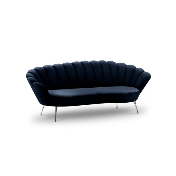 Tamsiai mėlyna aksominė asimetriška sofa Interieurs 86 Varenne, 224 cm-image-3