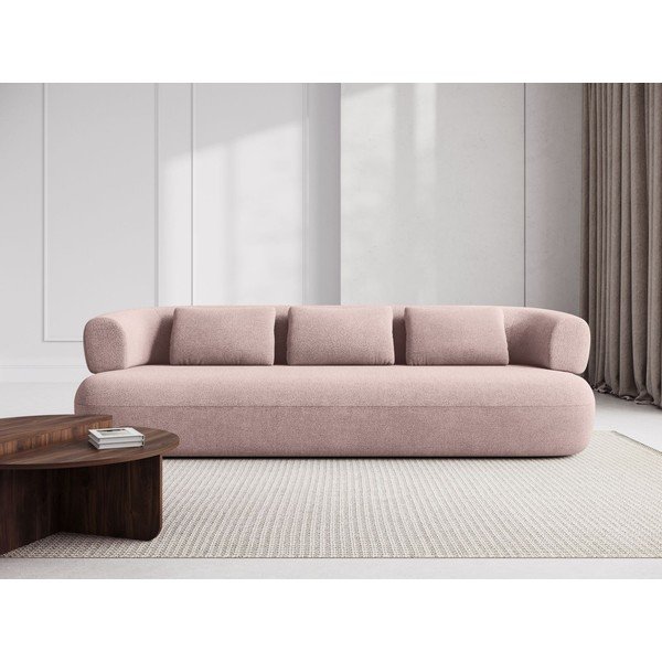 Šviesiai rožinės spalvos sofa iš boucle 200 cm Jenny – Micadoni -image-1