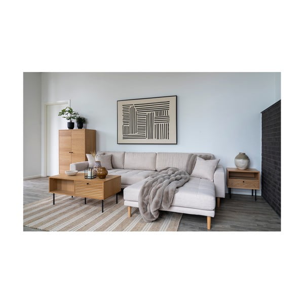 Pilkos spalvos/smėlio spalvos iš dirbtinio kailio antklodė ir pledas 130x180 cm Galena – House Nordic-image-1