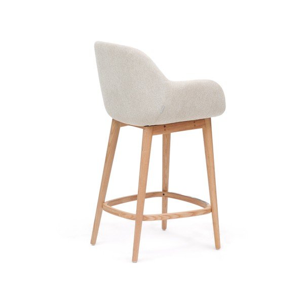 Smėlio spalvos iš audinio baro taburetė su porankiais (sėdynės aukštis 66 cm) Konna – Kave Home-image-4