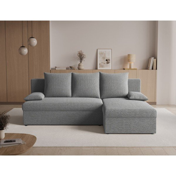 Pilkos spalvos sulankstoma/su sandėliavimo vieta kampinė sofa iš boucle Gino – ELTAP-image-2