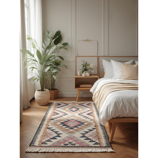 Rankų darbo pilkos spalvos iš džiuto kilimas 80x200 cm Roya Parsa – Elle Decoration-image-1