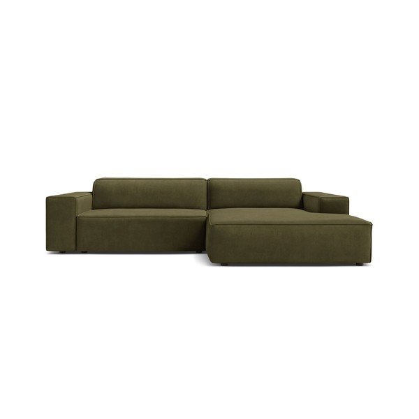 Khaki spalvos modulinė kampinė sofa iš velveto (su dešiniuoju kampu/su gultu) Jodie – Micadoni -image-2