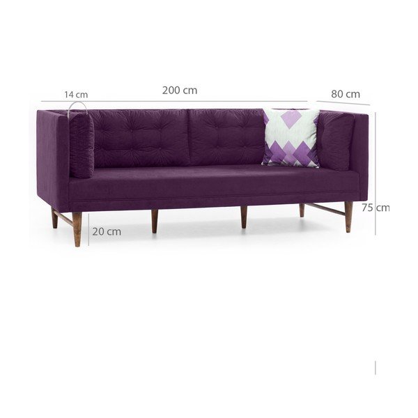 Violetinė trijų vietų sofa "Balcab Home Eva-image-3