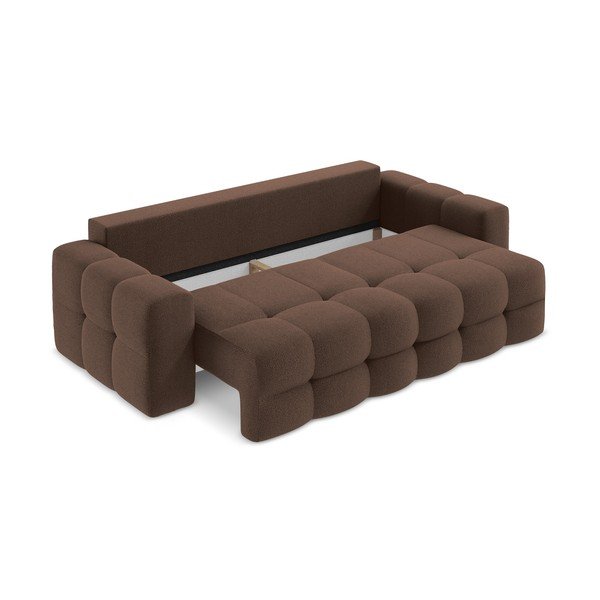 Rudos spalvos iš boucle sulankstoma sofa 255 cm Milu – Makamii-image-4