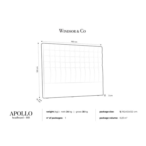 Tamsiai pilkas galvūgalis su aksominiu užvalkalu Windsor & Co Sofas Apollo, 160 x 120 cm-image-4