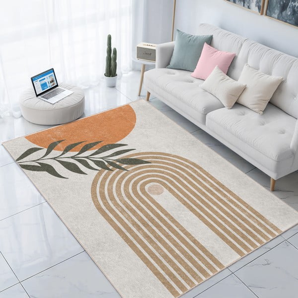 Skalbiamas kilimas kreminės spalvos 80x200 cm Dot Arch – Mila Home-image-3