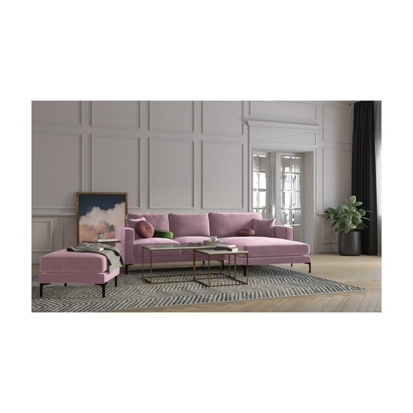 Rožinės spalvos aksominis pufas Kooko Home Harmony-image-3