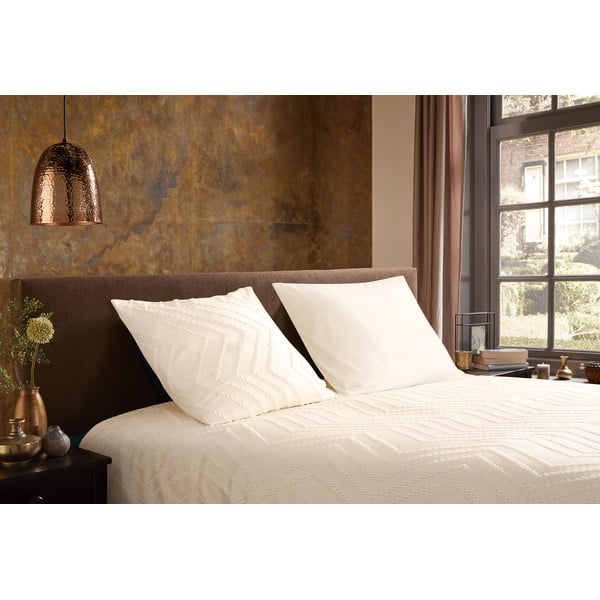 Iš mikropluošto dvigulė/itin ilga patalynė kreminės spalvos 200x220 cm Pure Zigzag – Good Morning-image-1