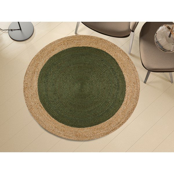 Apvalios formos kilimas žalios spalvos/natūralios spalvos ø 90 cm Mahon – Universal-image-1