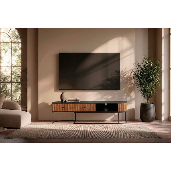 Natūralios spalvos iš mango masyvo TV spintelė 160x45x40 cm Curve – MOME-image-1