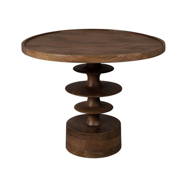 Tamsios natūralios spalvos iš mango masyvo apvalios formos kavos staliukas ø 66 cm Cath – Dutchbone