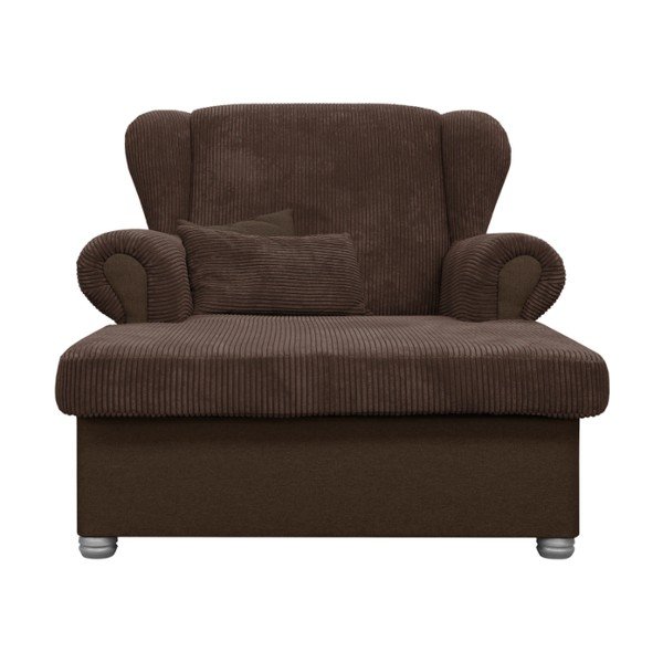 Tamsiai rudos spalvos krėslas iš kordinio velveto Lord – Ropez-image-1