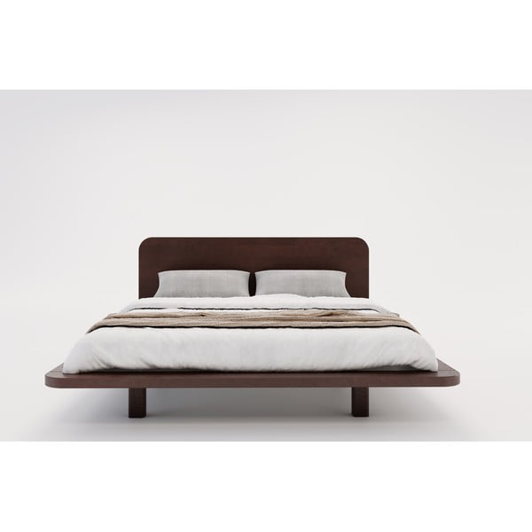 Tamsiai ruda bukmedžio medienos dvigulė lova 200x200 cm Japandic - Skandica-image-3