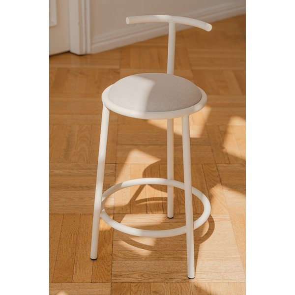 Smėlio spalvos iš metalo baro taburetė (sėdynės aukštis 68 cm) Hogo – noo.ma-image-1