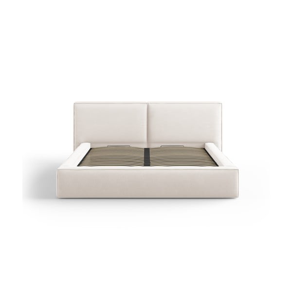 Dvigulė lova smėlio spalvos audiniu dengta su sandėliavimo vieta su lovos grotelėmis 180x200 cm Arendal – Cosmopolitan Design-image-2