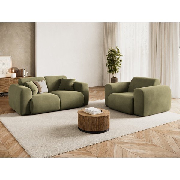 Khaki spalvos krėslas iš velveto Molino – Micadoni -image-1