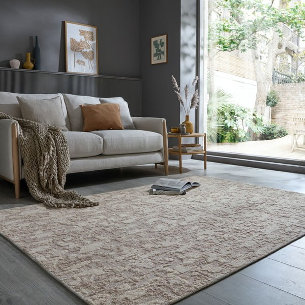 Skalbiamas pilkai smėlinės spalvos kilimas 155x230 cm Connely – Flair Rugs-image-1