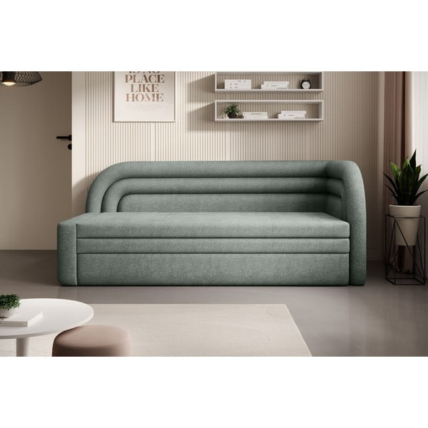 Žalios spalvos iš šenilinio audinio sulankstoma/su sandėliavimo vieta sofa su dešiniuoju kampu 223 cm Fabillo – ELTAP-image-1