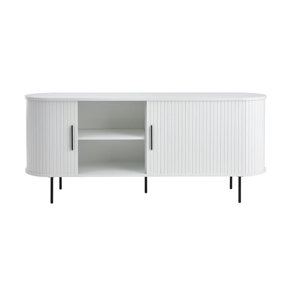 Šoninė spintelė baltos spalvos su stumdomomis durimis 180x76x45 cm Nola – Unique Furniture-image-3