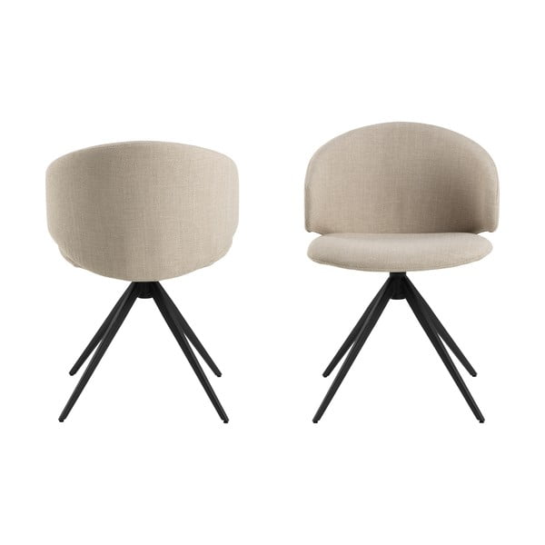 Smėlio spalvos iš audinio valgomojo kėdė su porankiais Ella – Actona-image-3