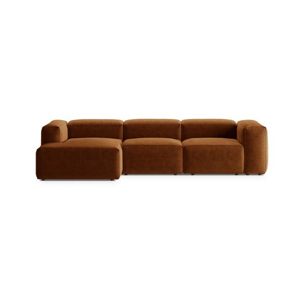 Raudonos plytų spalvos kampinė sofa (su kairiuoju kampu/su gultu) Bergamo – Cosmopolitan Design