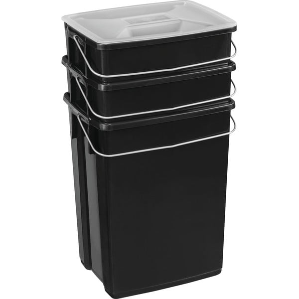 Juodos spalvos iš plastiko šiukšliadėžės 3 vnt. 2x10+6 l rūšiavimui Biobox – Curver