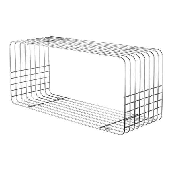 Blizgios sidabrinės spalvos iš metalo kelių aukštų sieninė lentyna 70 cm Wire – Mette Ditmer Denmark