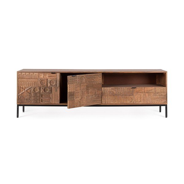 Natūralios spalvos iš mango masyvo TV spintelė 180x55x42 cm Kindia – Bizzotto-image-2